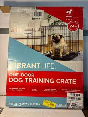 Vibrant Life One-Door Dog Training Crate, Small, 24 x 17.5 x 20 Inch